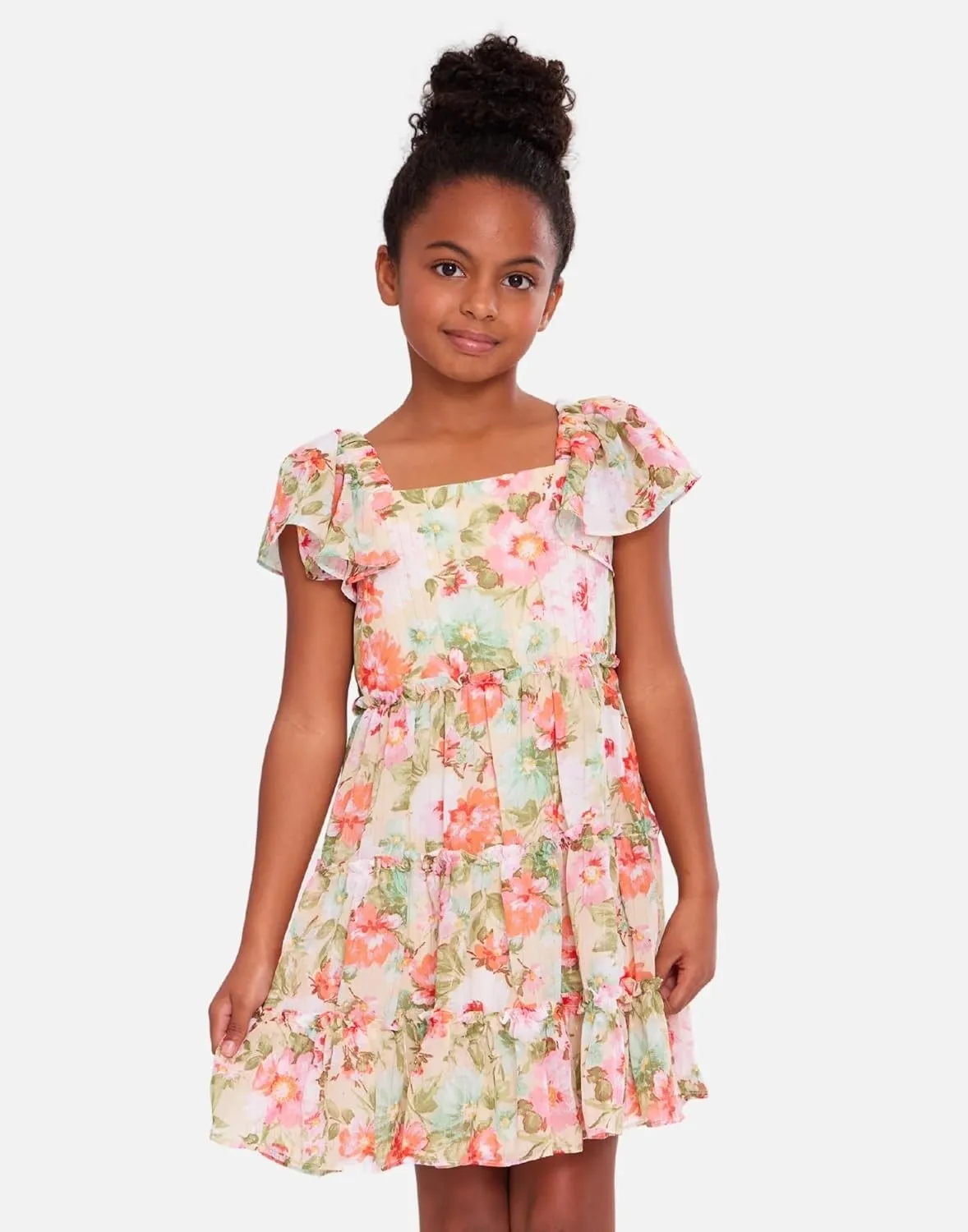 Bonnie Jean Girls 7-16 Chiffon Floral Special Occasion Dress