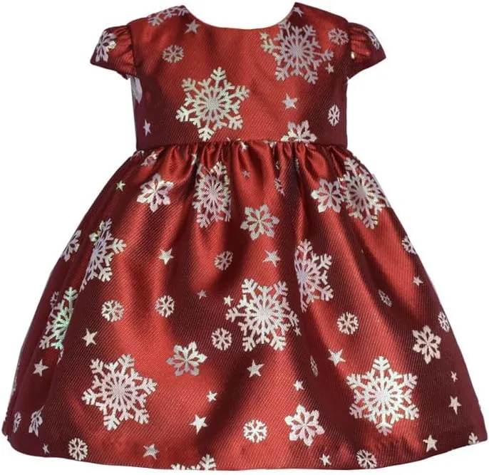 Bonnie Jean Girl's Christmas Holiday Dress - Red Dress with White Faux Fur Jacket for Baby Toddler and Little Girls