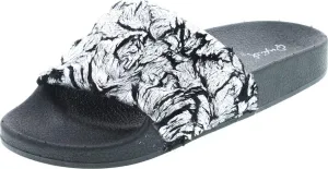 Booboo-07 Women Metallic Faux Fur Slide Casual Lounging Trendy Furry Slipper,Silver,7