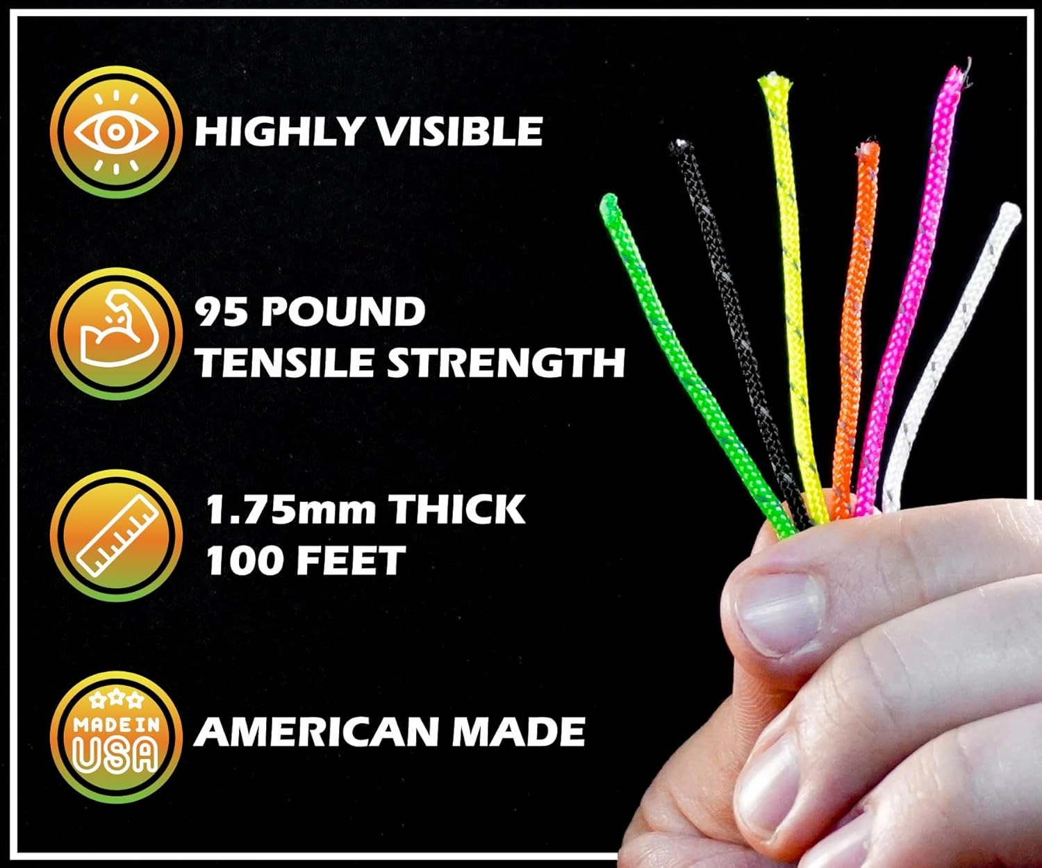 BORED? PARACORD! Reflective 95 Cord - High Visibility Strand - 1.75mm x 100 Feet - Hiking, Camping, Tent Guyline, Running, Biking, Tools - Neon Pink