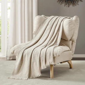 BOURINA Faux Cashmere Fringe Throw Blanket Decorative Lightweight Throw Soft Cozy for Bed or Sofa Outdoor Blanket, 50x70 Inches Beige