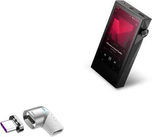 BoxWave Adapter Compatible with Astell & Kern A&Ultima SP3000M - MagnetoSnap PD Angle Adapter, Magnetic Charging Connector Device Saver - Metallic Silver