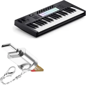 BoxWave Adapter Compatible with Novation Launchkey 37 MK4 - Micro SD Card miniReader, USB Type-C OTG Reader USB3.0 Adapter Keychain - Metallic Silver