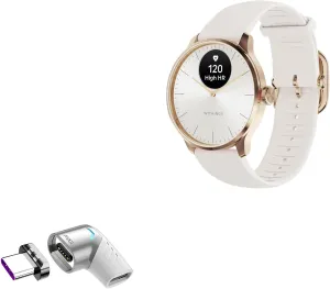 BoxWave Adapter Compatible with Withings ScanWatch Light - MagnetoSnap PD Angle Adapter, Magnetic Charging Connector Device Saver - Metallic Silver