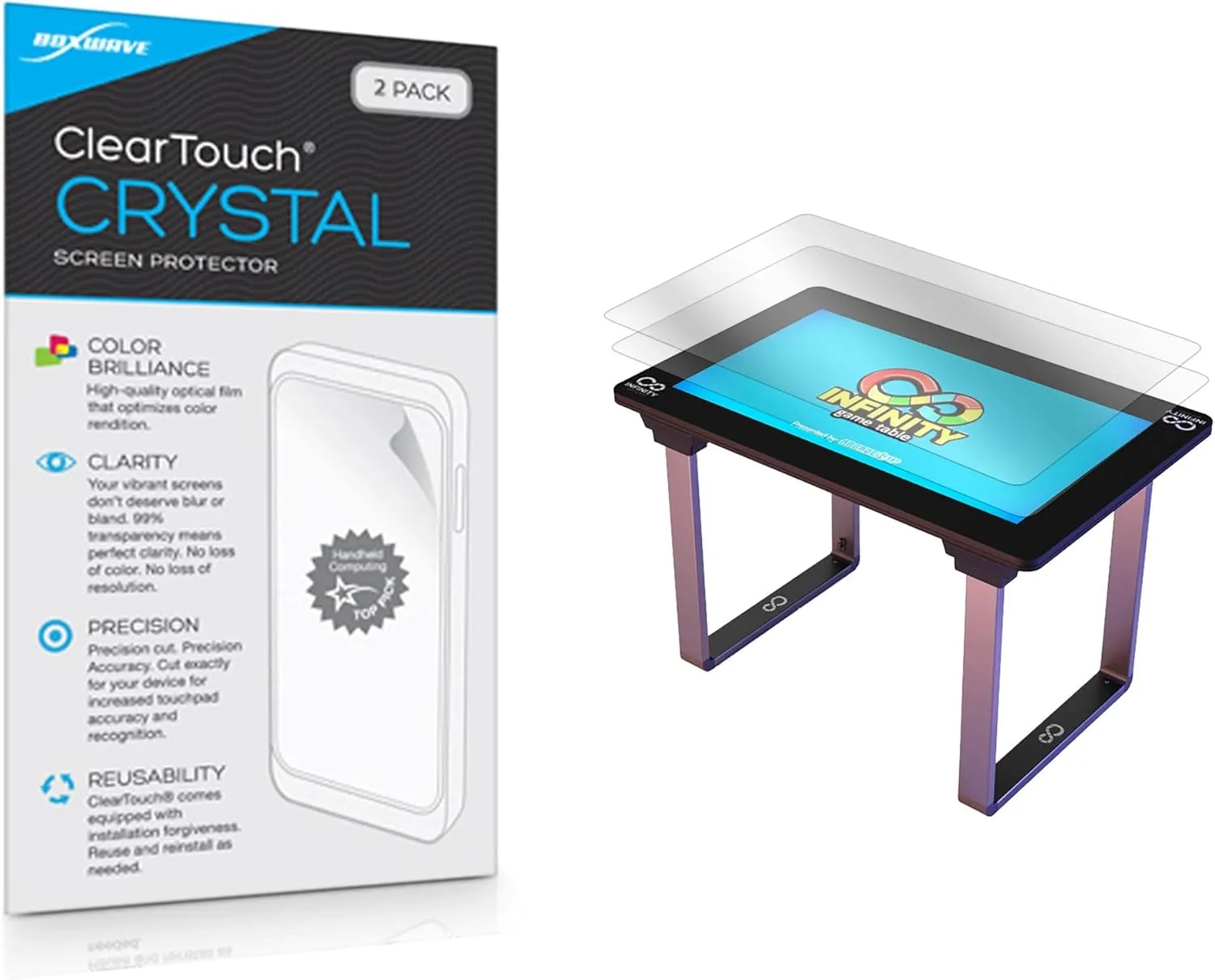 BoxWave Screen Protector Compatible with Arcade1Up Infinity Game Table (32 in) - ClearTouch Crystal (2-Pack), HD Film Skin - Shields from Scratches