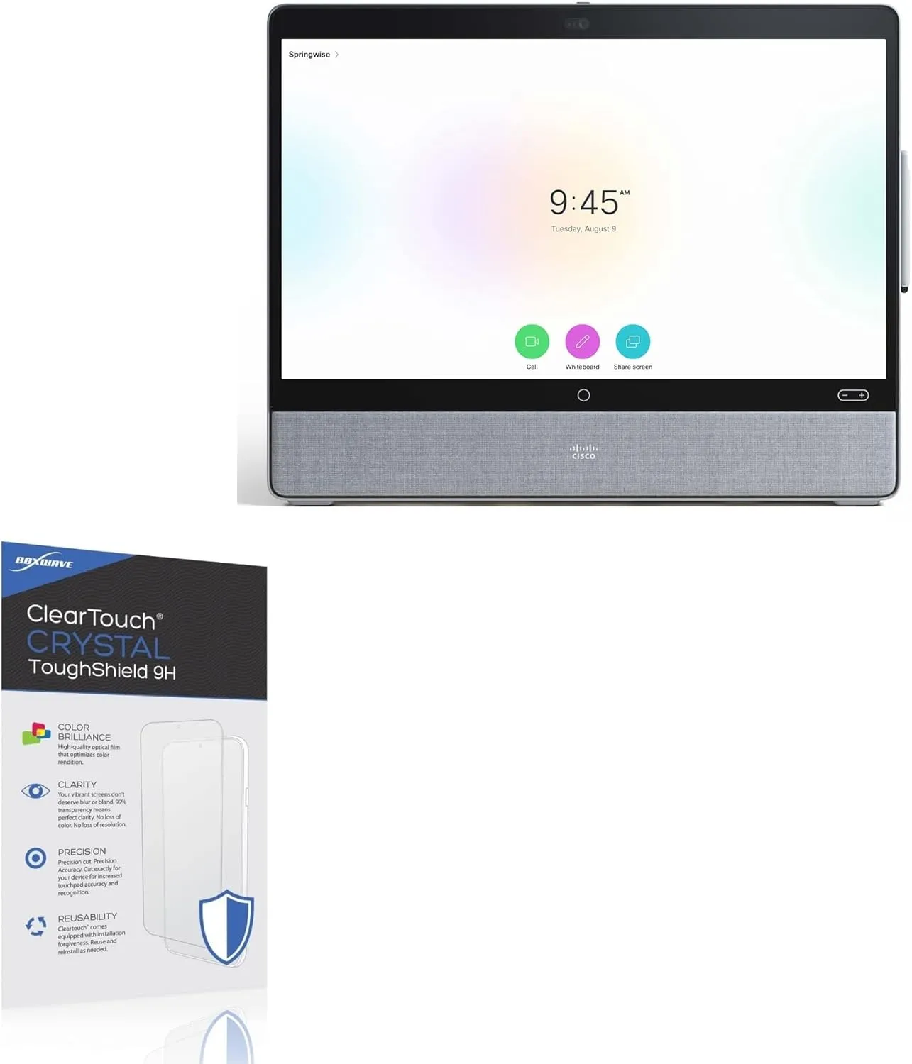 BoxWave Screen Protector Compatible with Cisco Webex Desk Pro - ClearTouch Crystal ToughShield 9H (2-Pack), Clear 9H Tough Flexible Film Screen Protector
