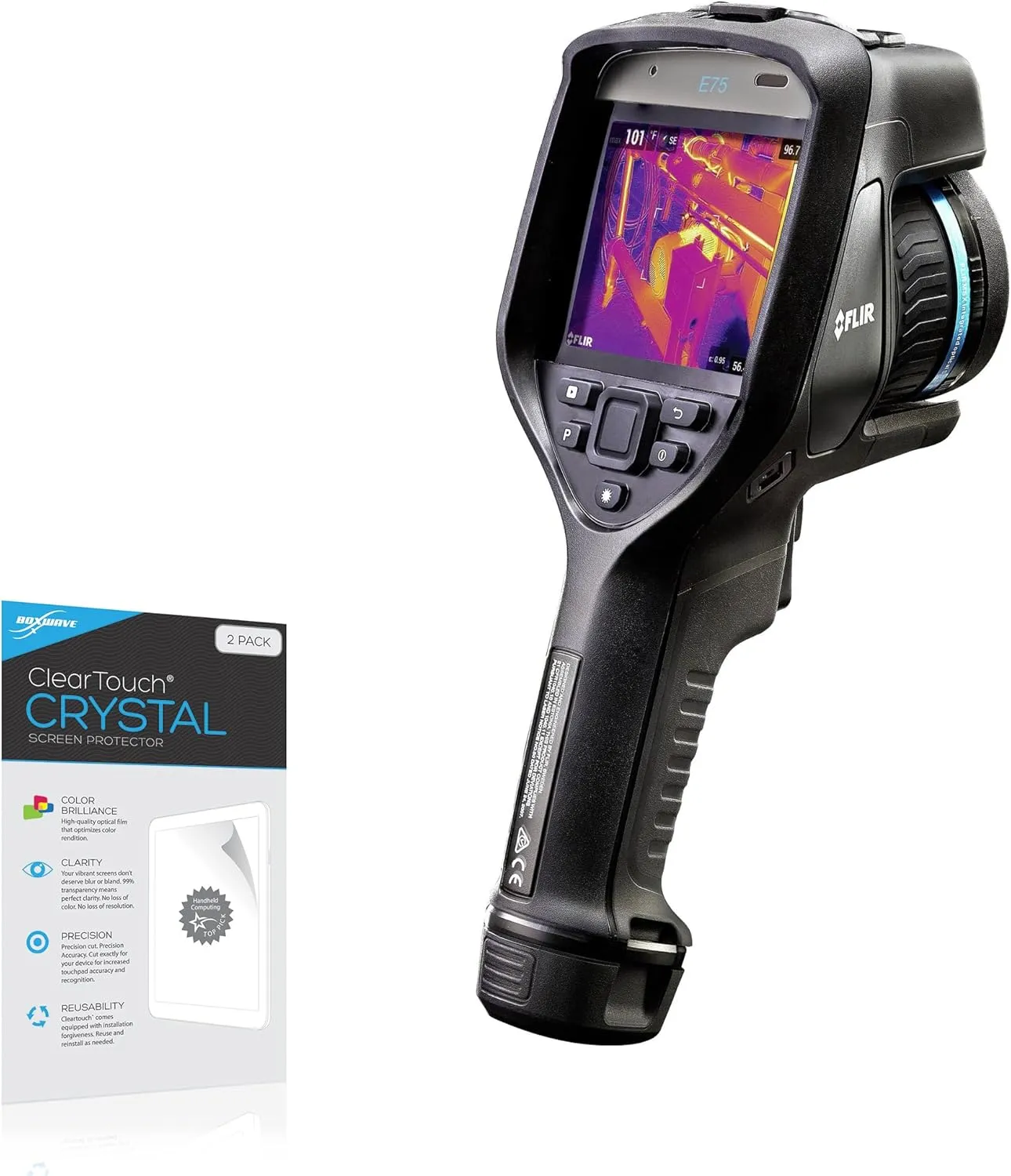 BoxWave Screen Protector Compatible with FLIR E75 - ClearTouch Crystal (2-Pack), HD Film Skin - Shields from Scratches