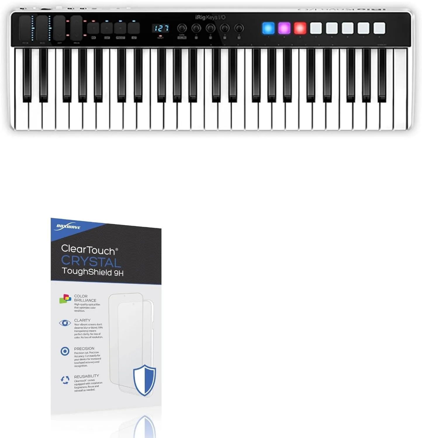 BoxWave Screen Protector Compatible with IK Multimedia iRig Keys I/O 49 - ClearTouch Crystal ToughShield 9H (2-Pack), Clear 9H Tough Flexible Film Screen Protector