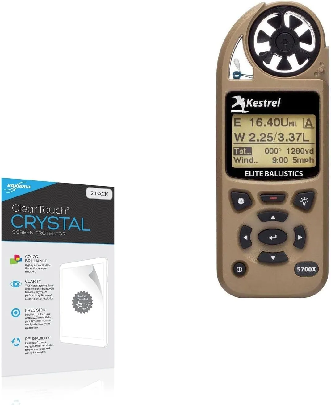 BoxWave Screen Protector Compatible with Kestrel 5700 Elite - ClearTouch Crystal (2-Pack), HD Film Skin - Shields from Scratches