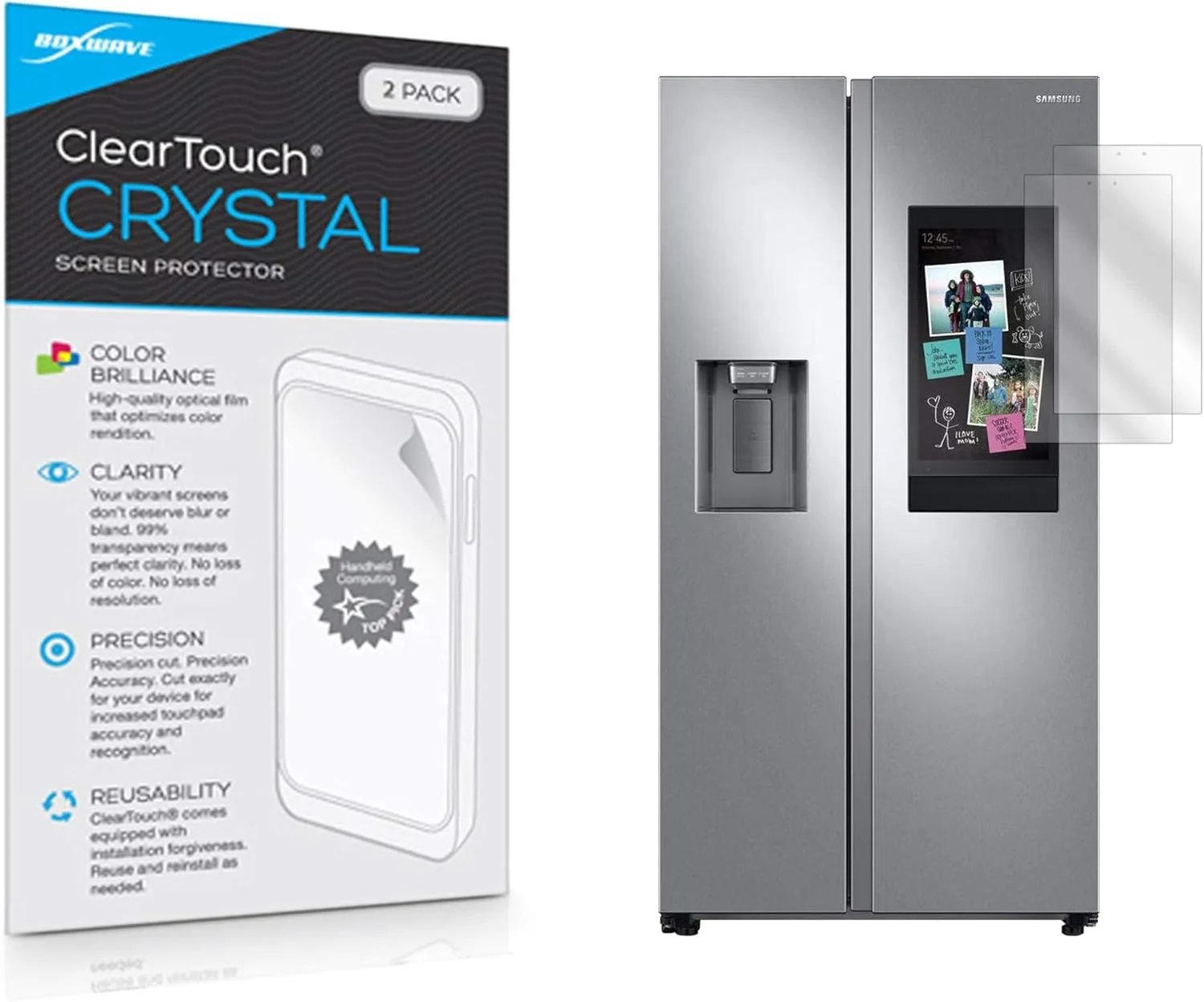 BoxWave Screen Protector Compatible with Samsung Family Hub Refrigerator with Generic (Non-AKG) Speaker - ClearTouch Crystal (2-Pack), HD Film Skin - Shields from Scratches