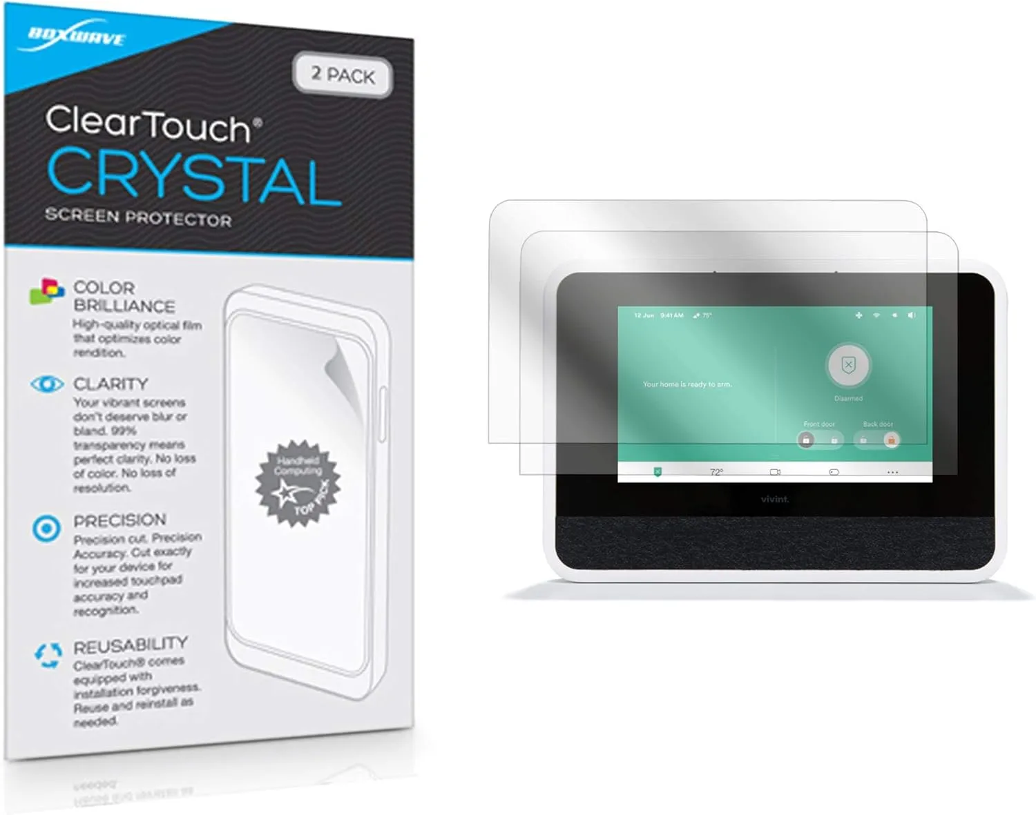 BoxWave Screen Protector Compatible with Vivint Smart Hub - ClearTouch Crystal (2-Pack), HD Film Skin - Shields from Scratches for Vivint Smart Hub
