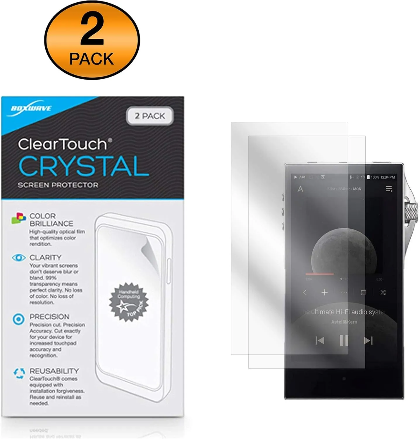 BoxWave Screen Protector for Astell & Kern SA700 (Screen Protector ClearTouch Crystal (2-Pack), HD Film Skin - Shields from Scratches for Astell & Kern SA700