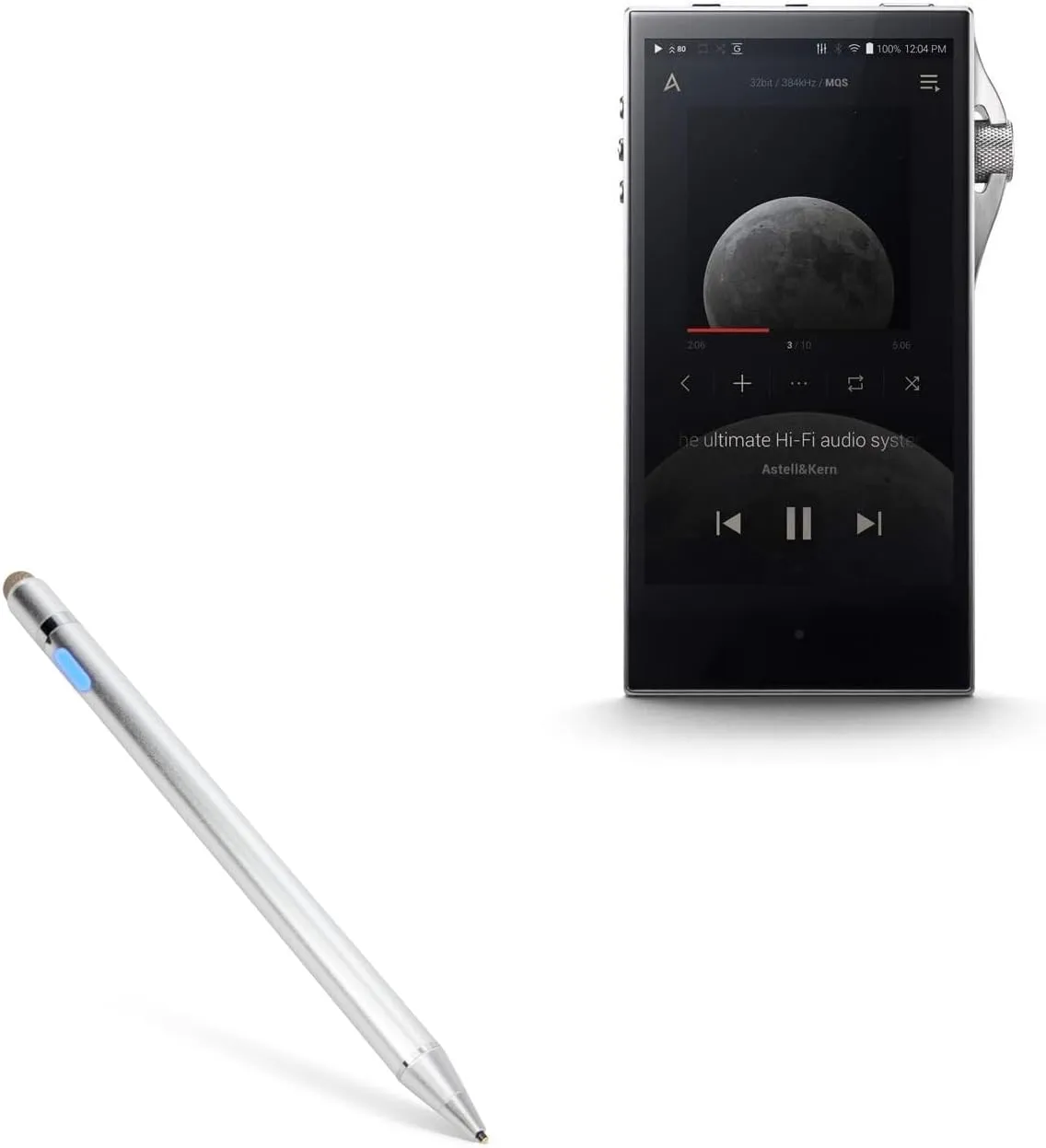 BoxWave Stylus Pen Compatible with Astell & Kern SA700 - AccuPoint Active Stylus, Electronic Stylus with Ultra Fine Tip - Metallic Silver