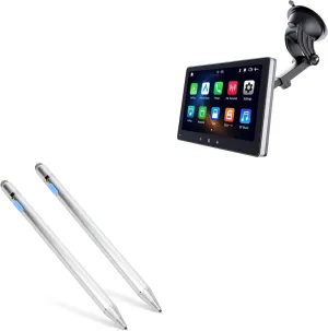 BoxWave Stylus Pen Compatible with Eonon E20S - AccuPoint Active Stylus (2-Pack), Electronic Stylus with Ultra Fine Tip - Metallic Silver