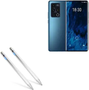 BoxWave Stylus Pen Compatible with Meizu 18s Pro - AccuPoint Active Stylus (2-Pack), Electronic Stylus with Ultra Fine Tip - Metallic Silver