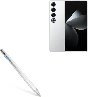 BoxWave Stylus Pen Compatible with Meizu 21 Pro - AccuPoint Active Stylus, Electronic Stylus with Ultra Fine Tip - Metallic Silver