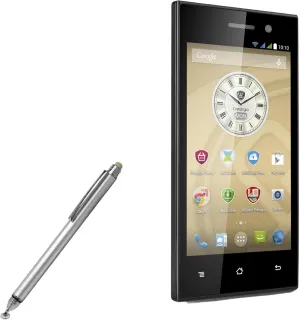BoxWave Stylus Pen Compatible with Prestigio Muze A3 - DualTip Capacitive Stylus, Fiber Tip Disc Tip Capacitive Stylus Pen - Metallic Silver