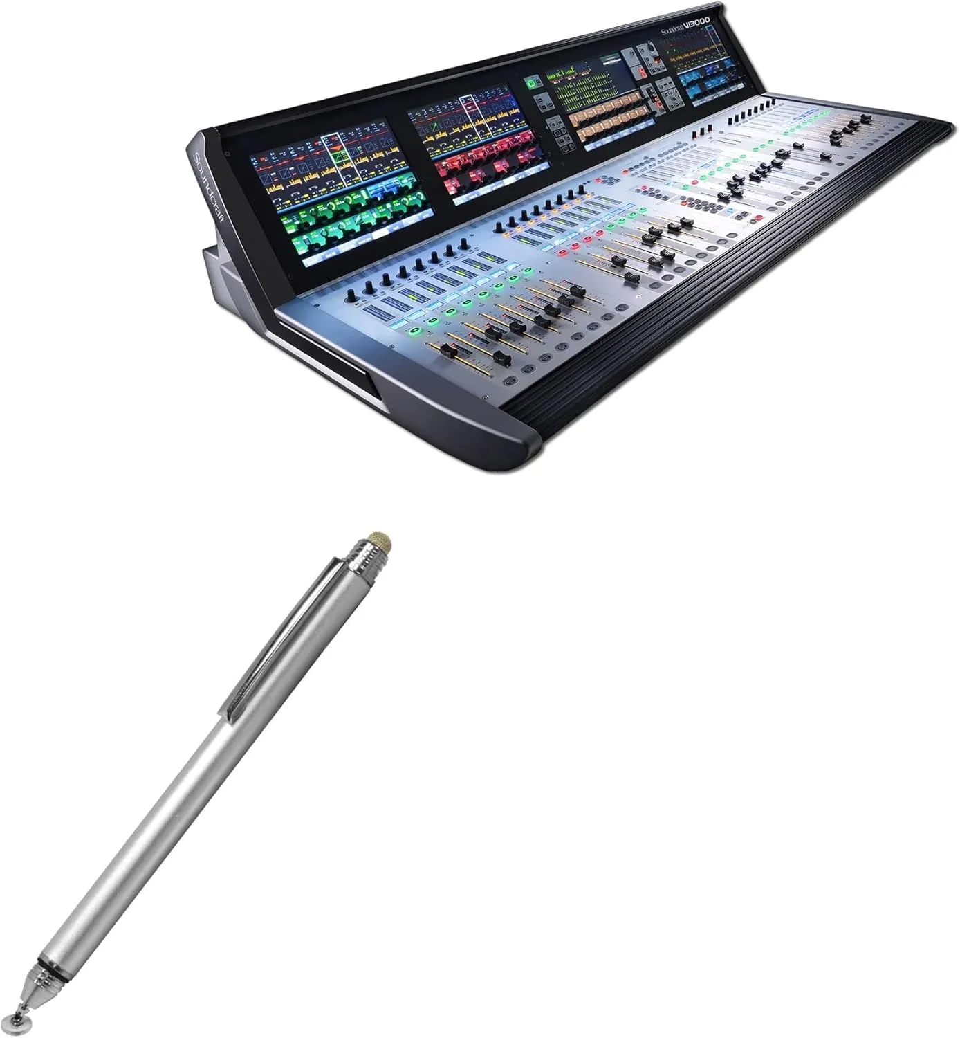 BoxWave Stylus Pen Compatible with Soundcraft Vi3000 - DualTip Capacitive Stylus, Fiber Tip Disc Tip Capacitive Stylus Pen - Metallic Silver