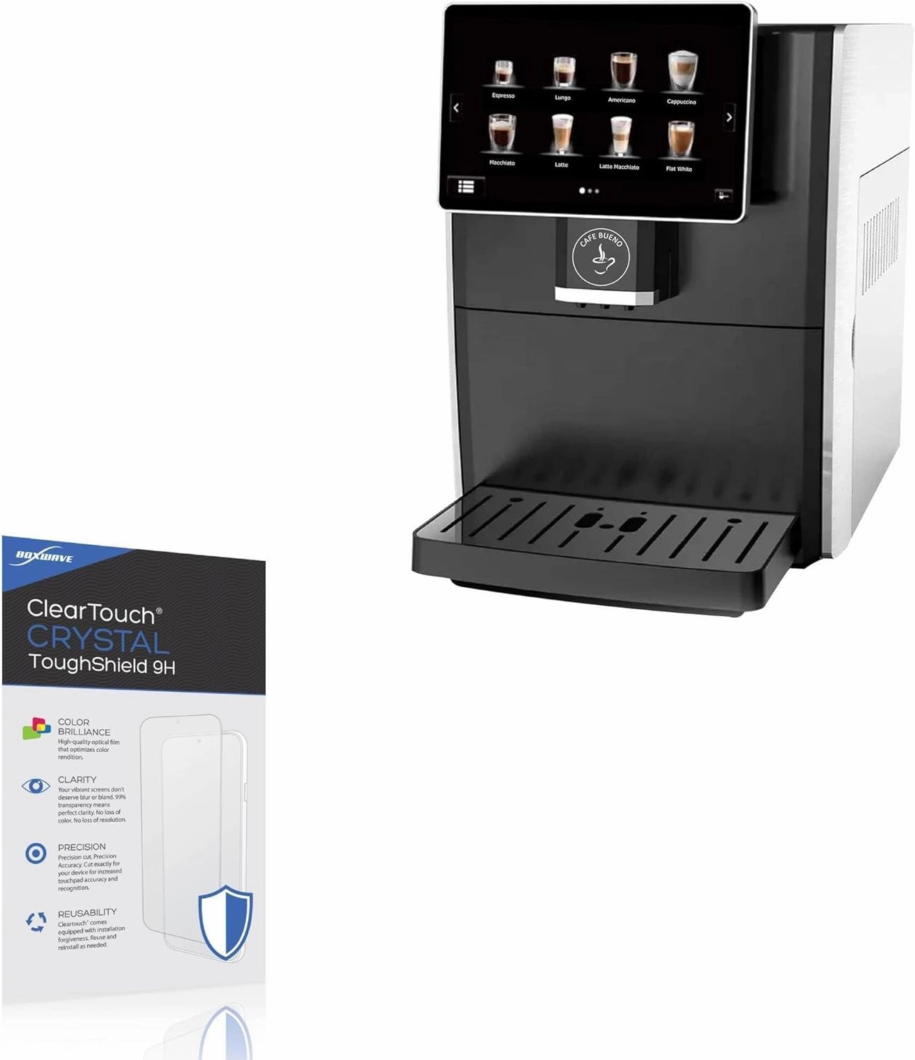 BoxWave Screen Protector Compatible With Cafe Bueno CB-3000 - ClearTouch Crystal ToughShield 9H (2-Pack), Clear 9H Tough Flexible Film Screen Protector