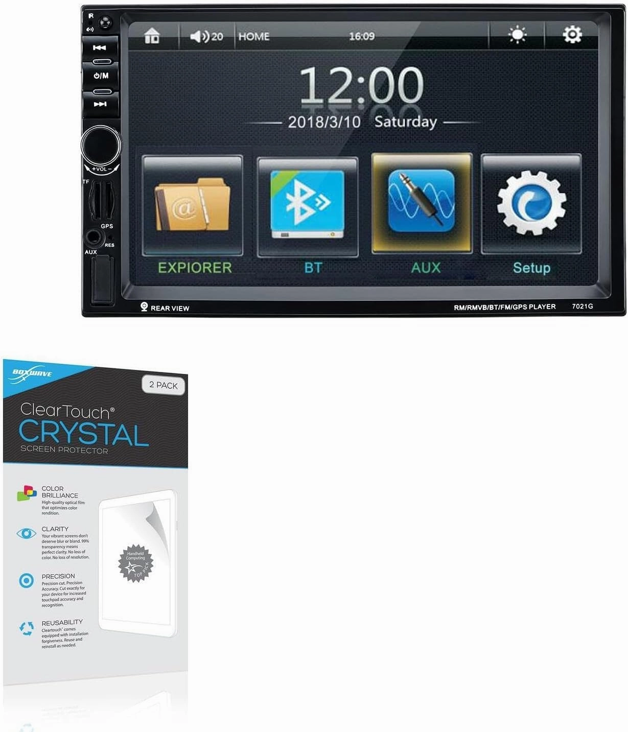 BoxWave Screen Protector Compatible with Excelvan 7021G Vehicle Mounted MP5 Player (7 in) - ClearTouch Crystal (2-Pack), HD Film Skin - Shields from Scratches