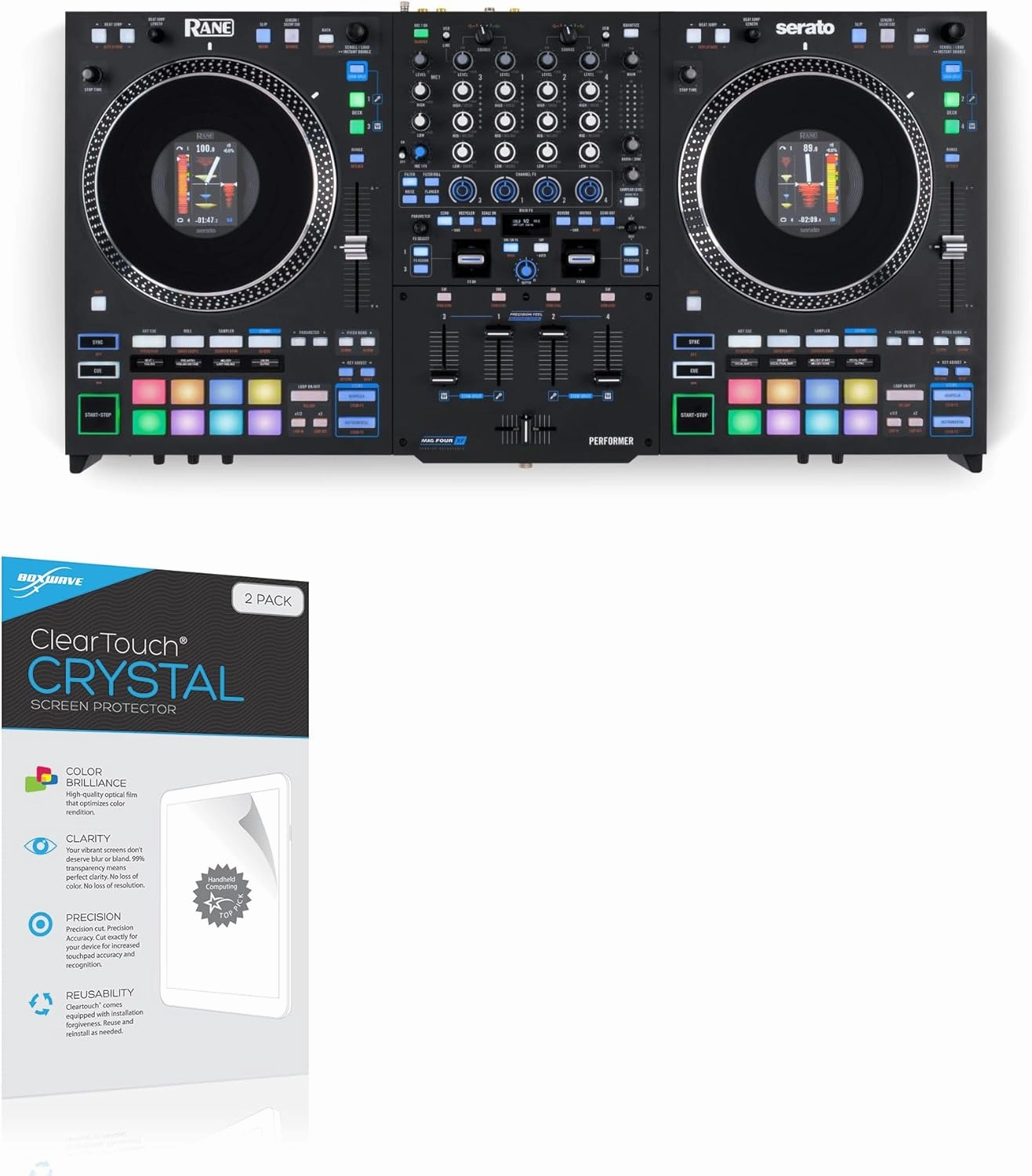 BoxWave Screen Protector Compatible with Rane Performer 4-Channel - ClearTouch Crystal (2-Pack), HD Film Skin - Shields from Scratches