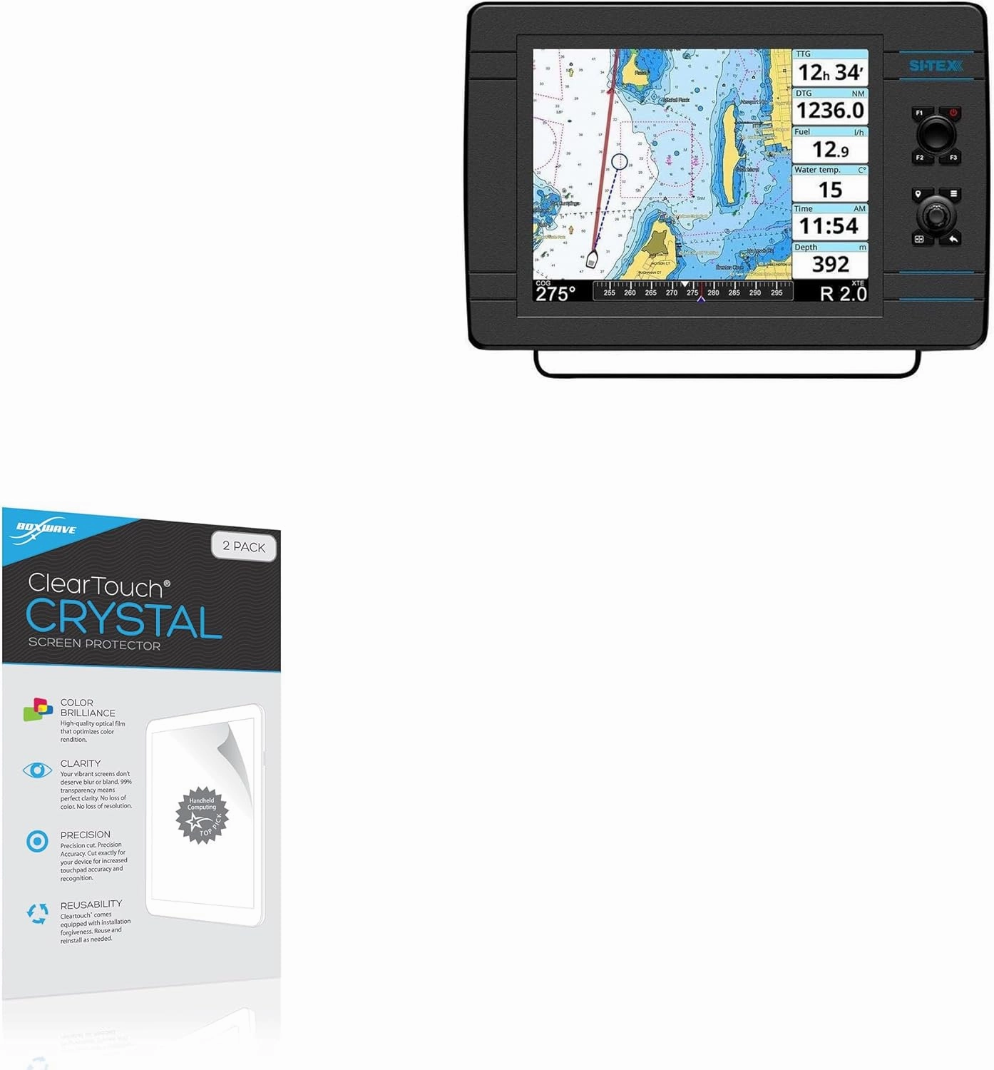 BoxWave Screen Protector Compatible with Si-Tex NavPro 1200F - ClearTouch Crystal (2-Pack), HD Film Skin - Shields from Scratches