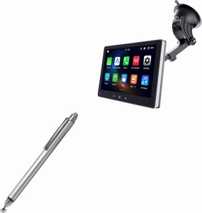 BoxWave Stylus Pen Compatible with Eonon E20S - DualTip Capacitive Stylus, Fiber Tip Disc Tip Capacitive Stylus Pen - Metallic Silver