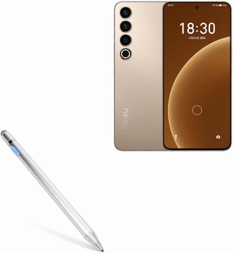 BoxWave Stylus Pen Compatible with Meizu 20 Pro - AccuPoint Active Stylus, Electronic Stylus with Ultra Fine Tip - Metallic Silver