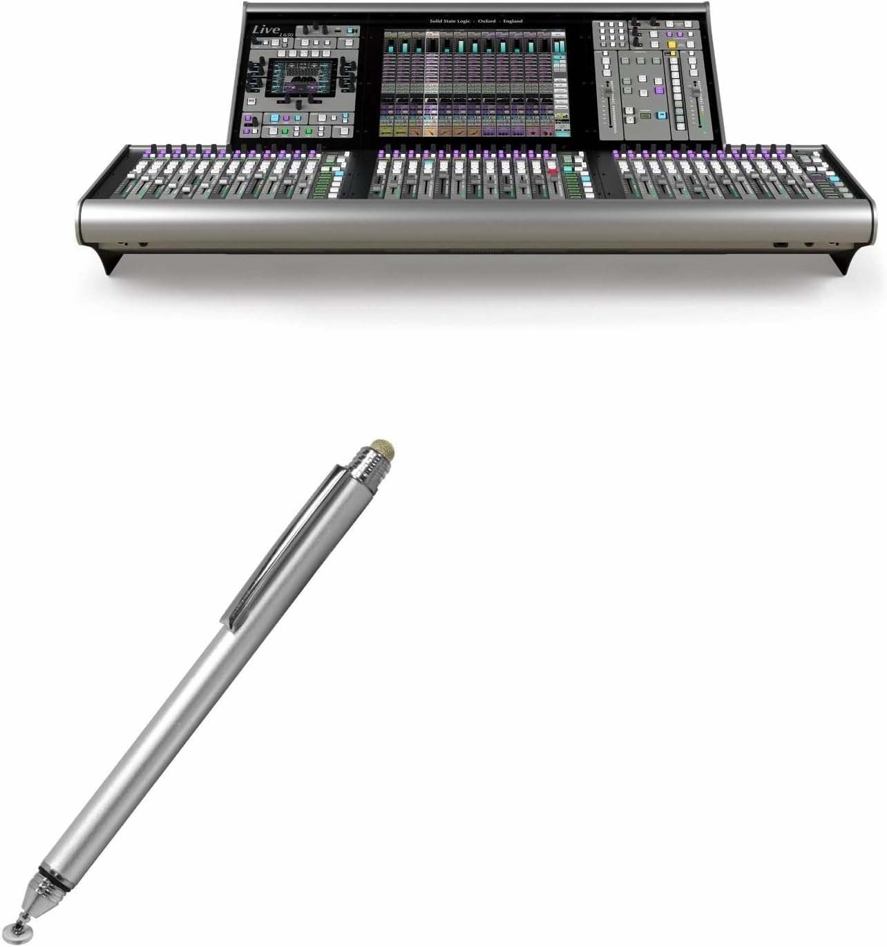 BoxWave Stylus Pen Compatible with Solid State Logic L650 - DualTip Capacitive Stylus, Fiber Tip Disc Tip Capacitive Stylus Pen - Metallic Silver