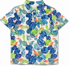 Boys Hawaiian Shirt Polo Tropical Kid Aloha Golf Uniform Short Sleeve Printed Tee Summer Beach Vacation Graphic Top