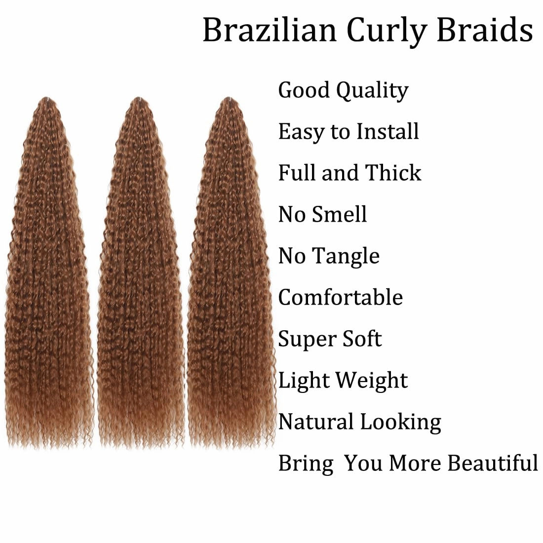 Brazilian Curly Braids Crochet Twist Hair 30inches 3Packs Afro Kinky Curly Braiding Hair Extensions Deep Curly Crochet Hair Synthetic Water Wave Braid Hair(30Inch,30#)