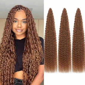 Brazilian Curly Braids Crochet Twist Hair 30inches 3Packs Afro Kinky Curly Braiding Hair Extensions Deep Curly Crochet Hair Synthetic Water Wave Braid Hair(30Inch,30#)