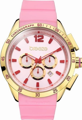 BREEZE Popsicles Women's Chronograph Watch - 47.5mm 18K Gold Plated 316L Stainless Steel Case, Colored Reflective Glass Dial, JS25 Movement, 100M Water Resistant with Screw-in Crown