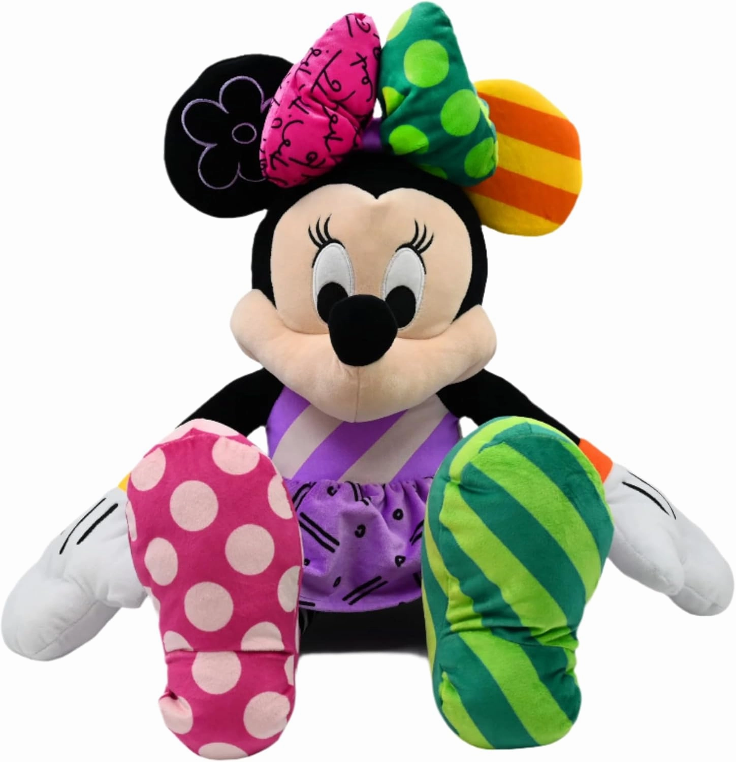 Britto Disney POP Plush, Disney Plushies Character Stuffed Animals (Mickey Mouse, Minnie Mouse, Stitch) Designed by Romero Вrіttо (Minnie Mouse (Purple, Pink, Green Colors))