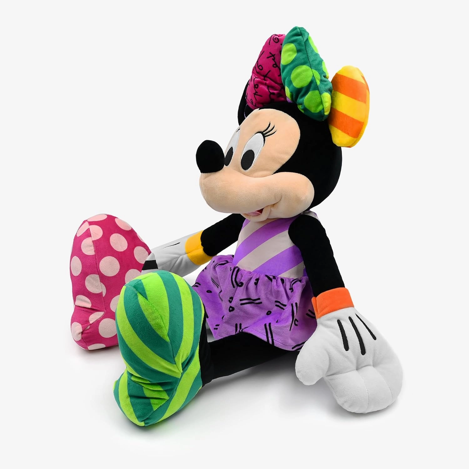 Britto Disney POP Plush, Disney Plushies Character Stuffed Animals (Mickey Mouse, Minnie Mouse, Stitch) Designed by Romero Вrіttо (Minnie Mouse (Purple, Pink, Green Colors))