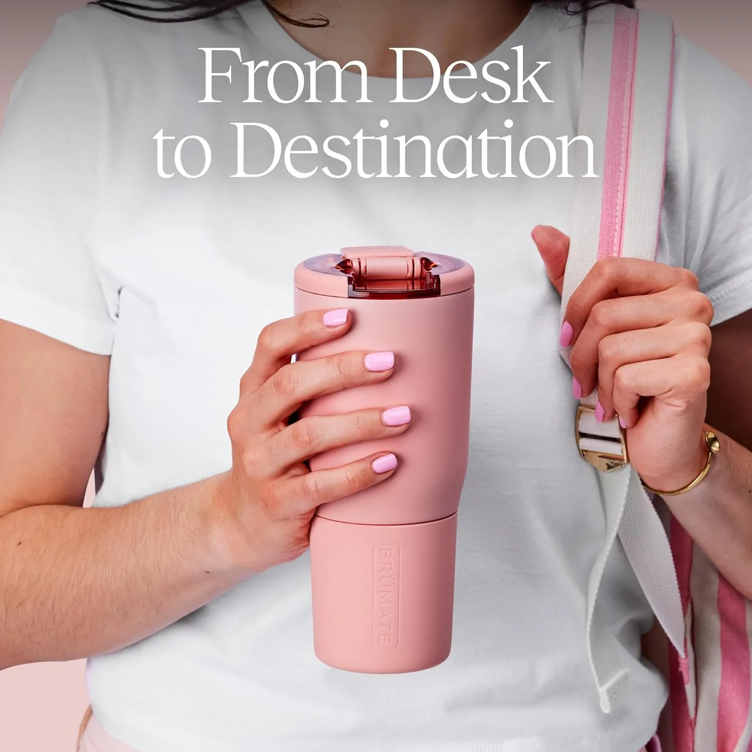 BrüMate Nav 25oz 100% Leak Proof Insulated Travel Tumbler with Magnetic BevLock™ Lid - Double Wall Cup-Holder Friendly Stainless Steel Mug (Guava)