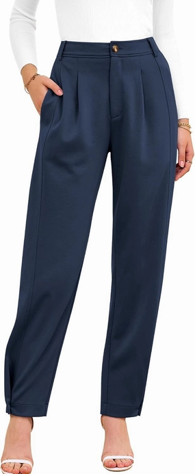BTFBM Women's 2025 Casual Button Down Pants Elastic High Waist Business Work Trousers Long Straight Slacks with Pockets