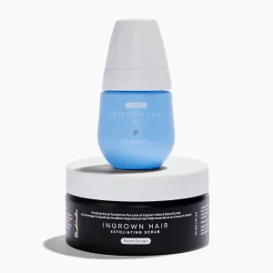 Bushbalm Ingrown Hair and Razor Bumps Minimizer 2-Step Routine - Includes Nude Ingrown Hair Oil (30 ml) and Sweet Escape Exfoliating Scrub (236 ml)