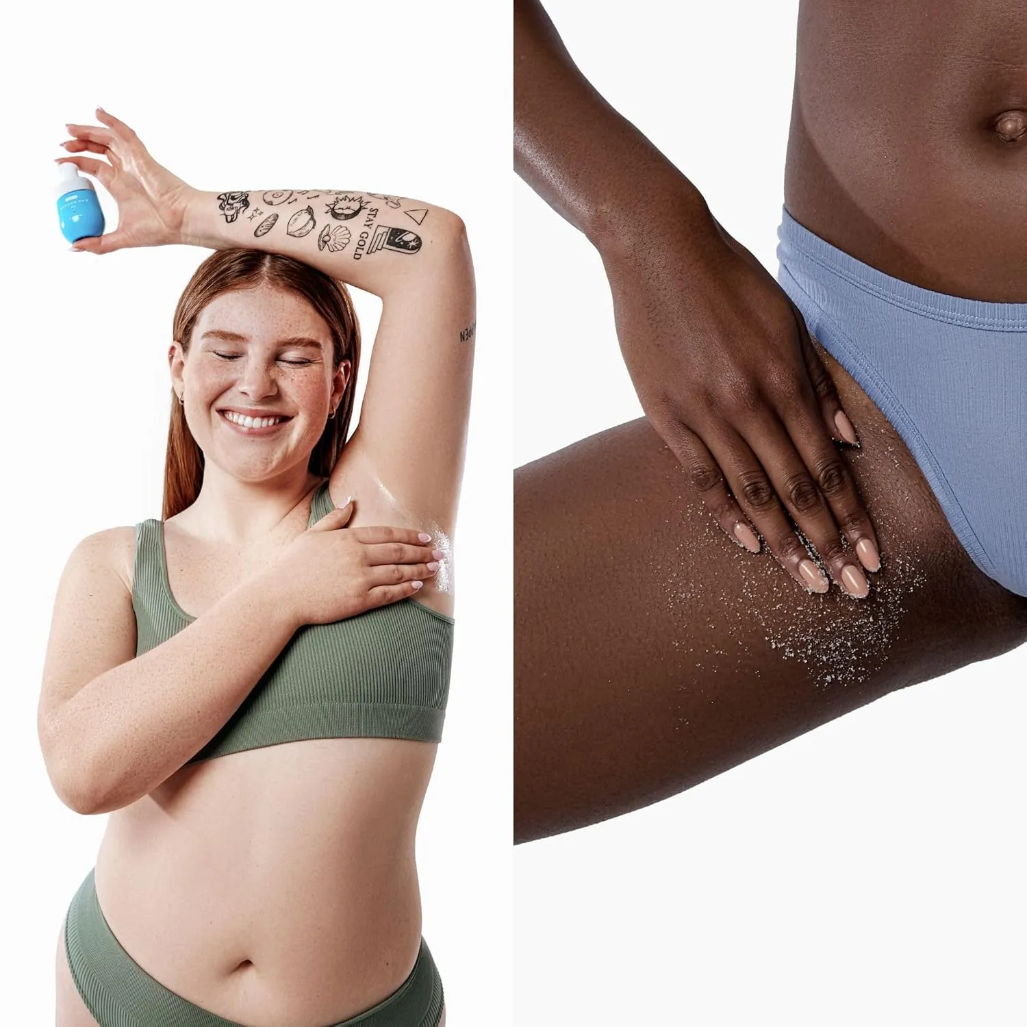 Bushbalm Ingrown Hair and Razor Bumps Minimizer 2-Step Routine - Includes Nude Ingrown Hair Oil (30 ml) and Sweet Escape Exfoliating Scrub (236 ml)