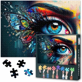 Butterfly Eyes Puzzles, Koi Eye Puzzles for Adults 1000 Pieces, Abstract Art Eye Puzzle, Glass Eye 1000 Piece Jigsaw Puzzle with Hidden Images Challenge Family Activity Games Jigsaw Puzzles