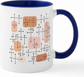 CafePress 1950S Eames Era Art Crosshairs Orange Mugs 11 oz (325 ml) Ceramic Coffee Mug
