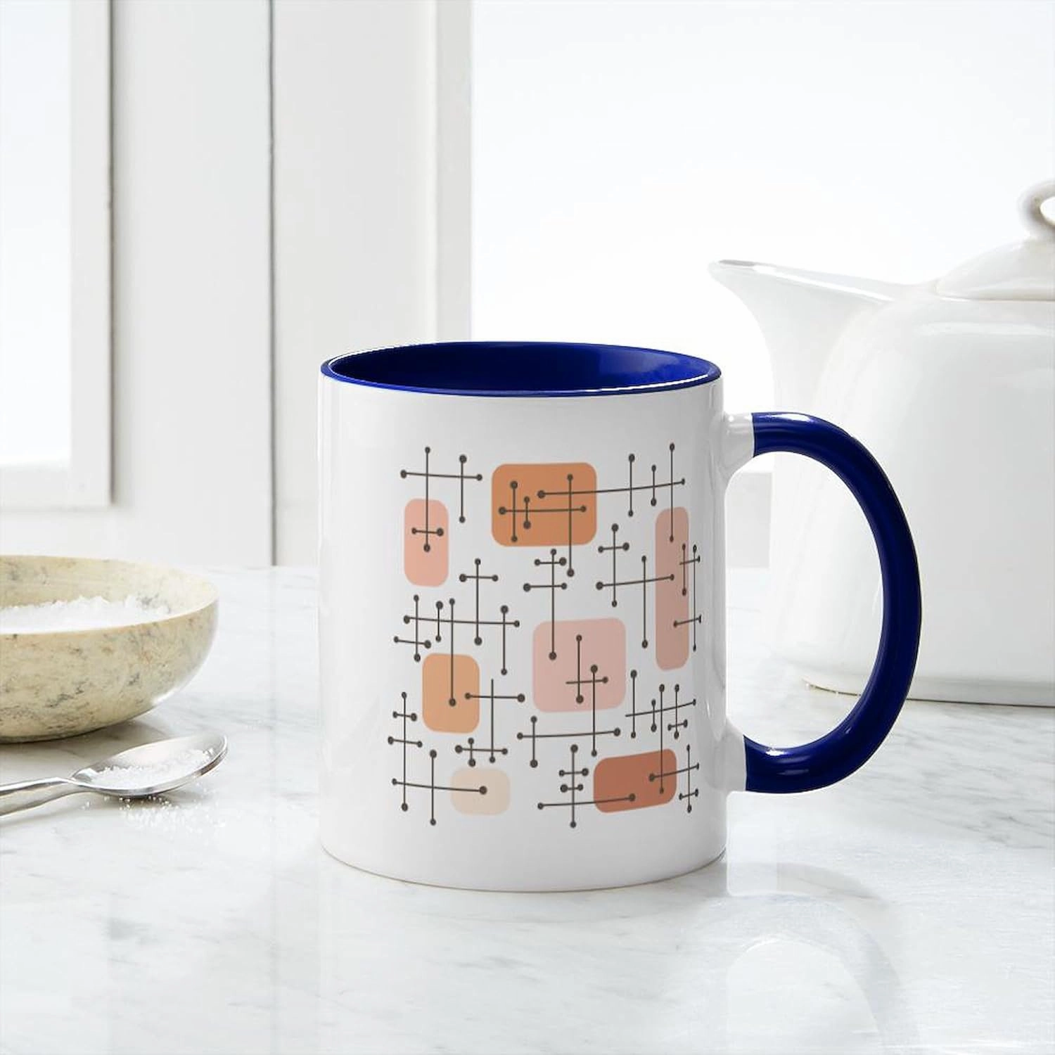 CafePress 1950S Eames Era Art Crosshairs Orange Mugs 11 oz (325 ml) Ceramic Coffee Mug