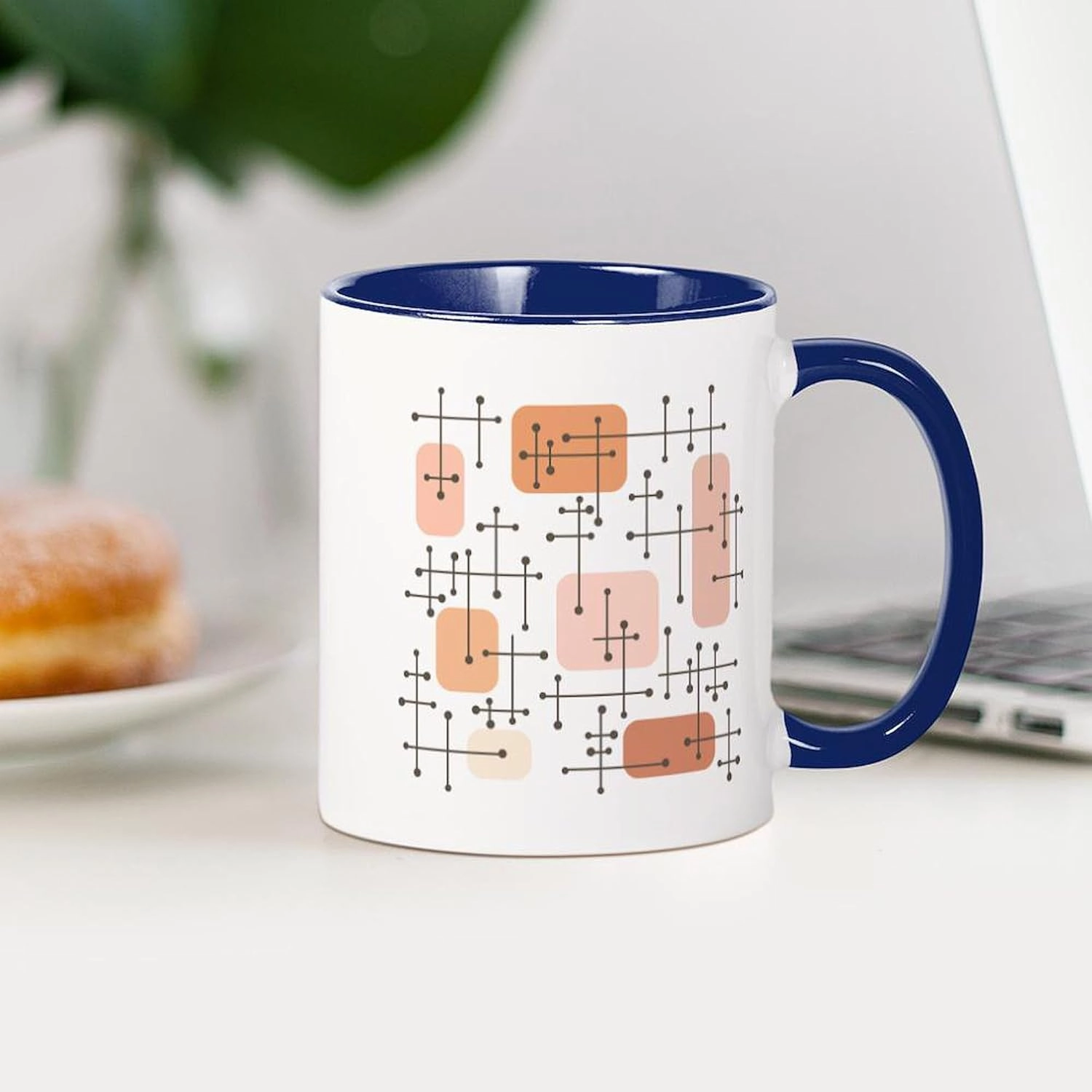 CafePress 1950S Eames Era Art Crosshairs Orange Mugs 11 oz (325 ml) Ceramic Coffee Mug