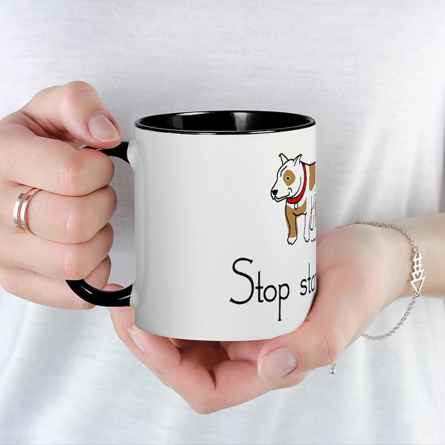 CafePress Stop_Staring_Tshirt Mug 11 oz (325 ml) Ceramic Coffee Mug
