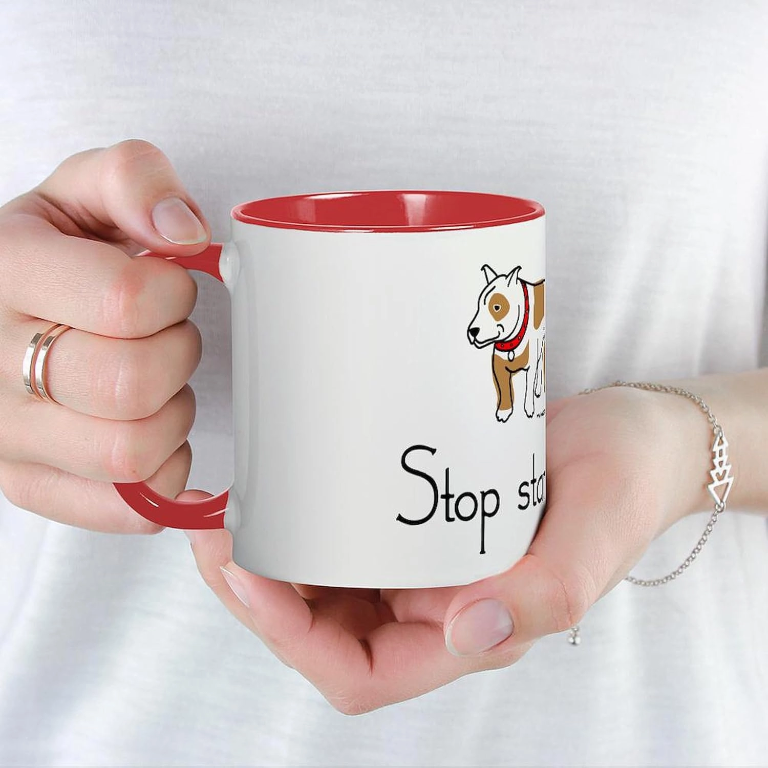CafePress Stop_Staring_Tshirt Mug 11 oz (325 ml) Ceramic Coffee Mug