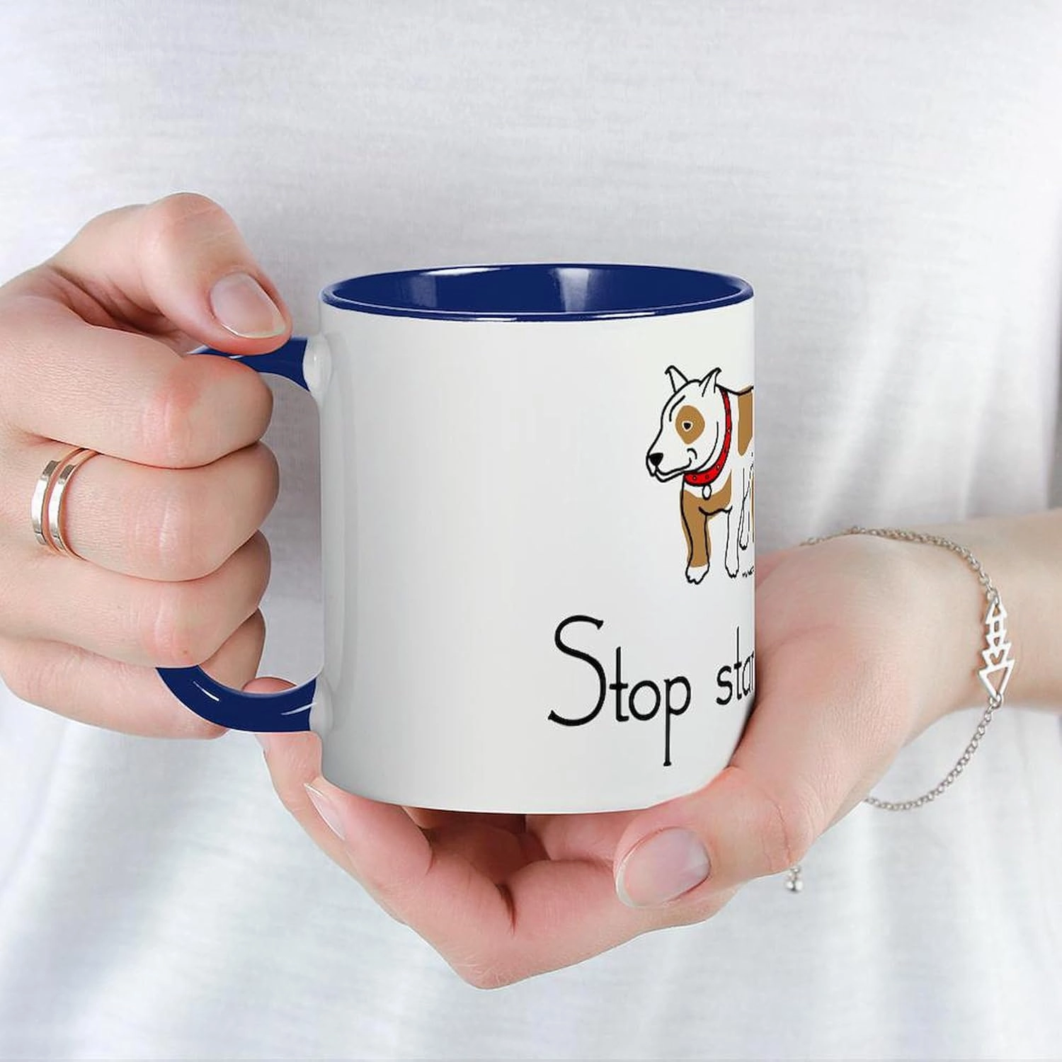 CafePress Stop_Staring_Tshirt Mug 11 oz (325 ml) Ceramic Coffee Mug