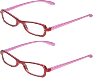 Calabria 837 Womens Metallic Reading Glasses Vibrant Crystal Accents Single Power Readers Spring Hinged Hard Case Included