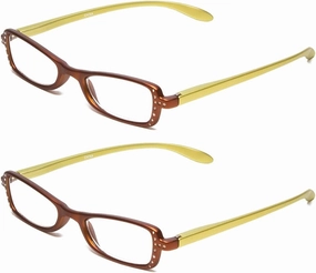 Calabria 837 Womens Metallic Reading Glasses Vibrant Crystal Accents Single Power Readers Spring Hinged Hard Case Included