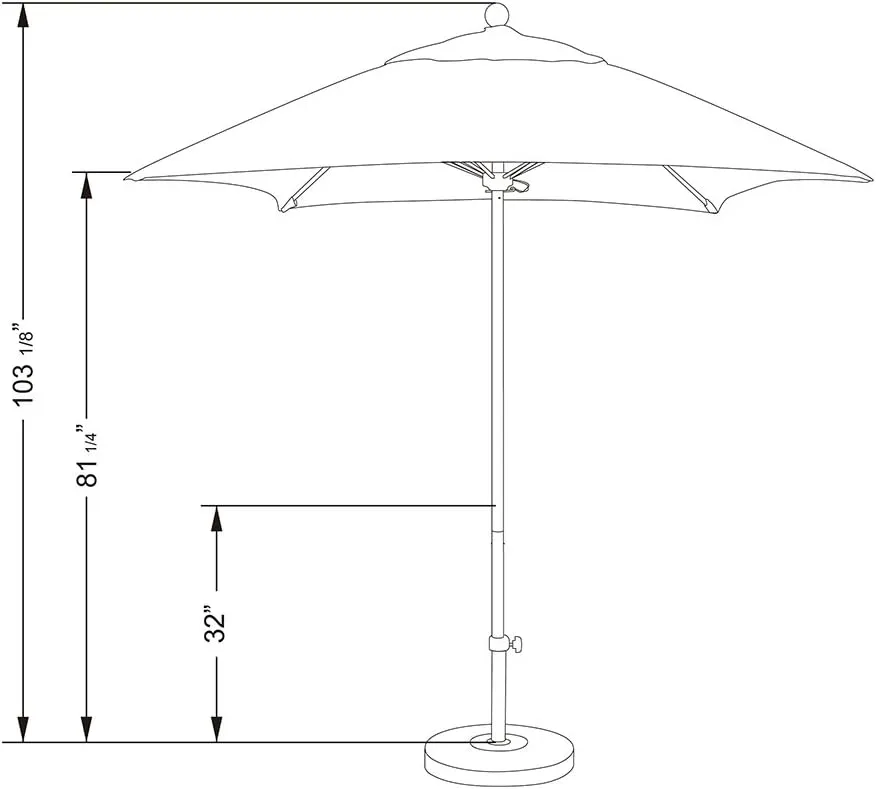 California Umbrella ALTO604117-5422 Venture Series Push Open Commercial Patio Umbrella, 6' Square, Sunbrella Antique Beige