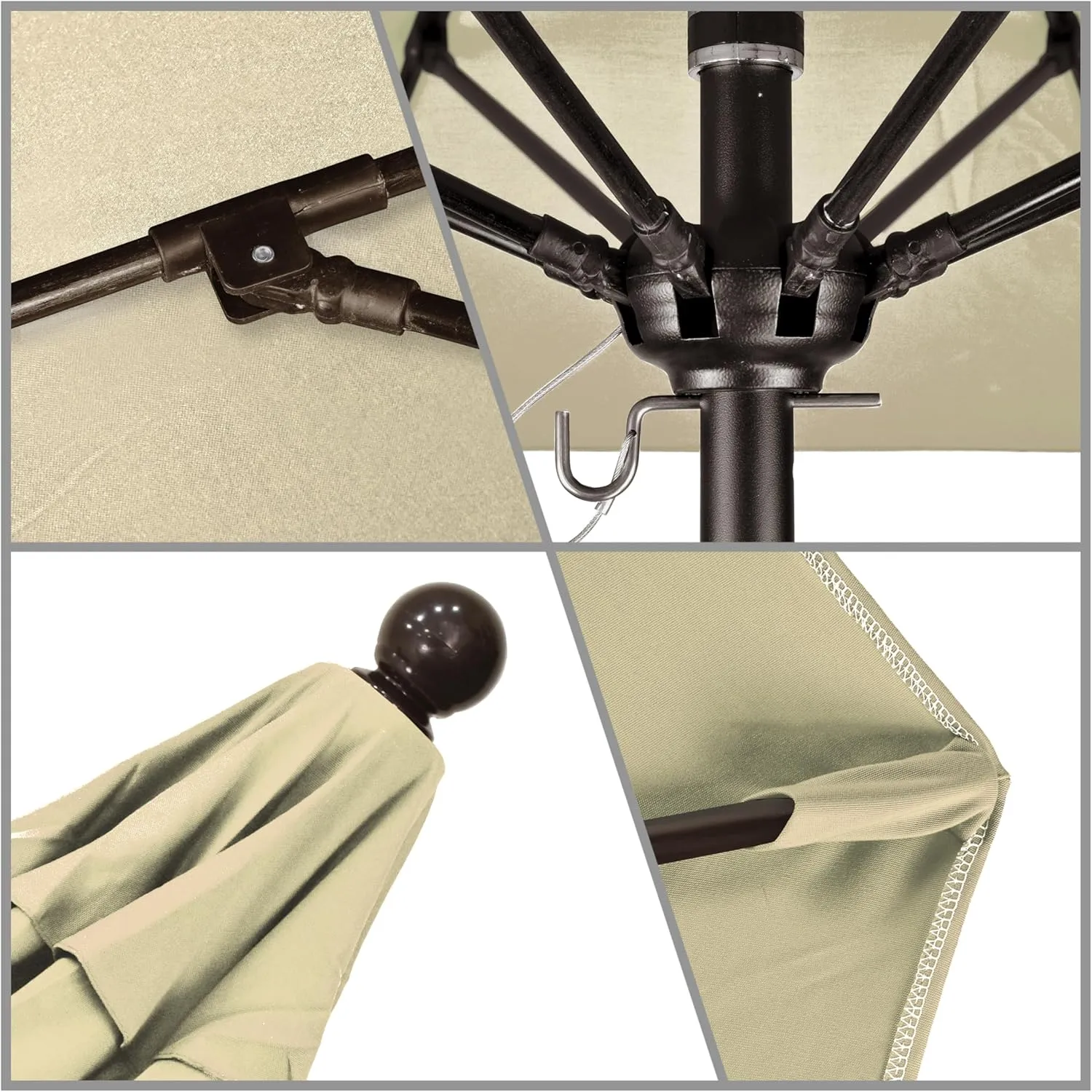 California Umbrella ALTO604117-5422 Venture Series Push Open Commercial Patio Umbrella, 6' Square, Sunbrella Antique Beige